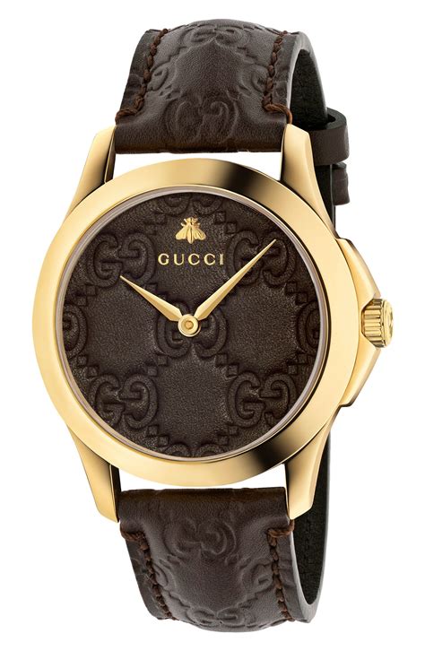 gucci brown leather watch|Gucci leather watch bands women.